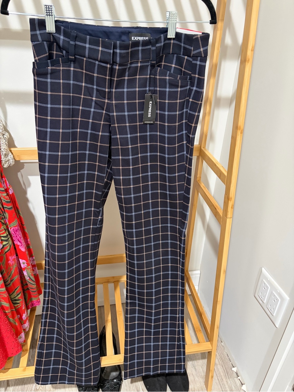 Express Women’s Navy Windowpane Dress Pantsuits NWT
